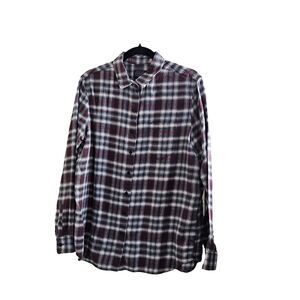 Pendleton Womens Flannel Shirt Burgundy Black Cream Plaid Long Sleeve Size Med